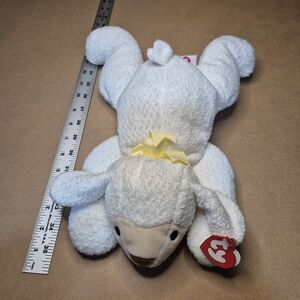 TY - White Lamb Plush Toy with Yellow Bow